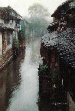 水の町の波紋山水中国の風景 Oil Paintings